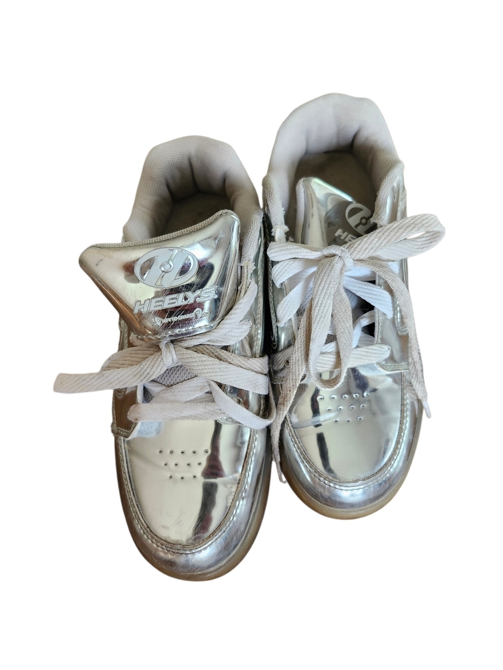 Heelys Premium 1 Lo Kids Silver Metallic Lace-Up Roller Shoes Size Youth 4